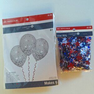 NWT Awesome 6 Balloons RWB Star Confetti 4th of July Party Decorations Michael's